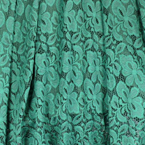 NEW Miss MNY Dress Juniors M Womens Small Green Lace Boat Neck Sheer Sleeve Boho - Picture 5 of 7